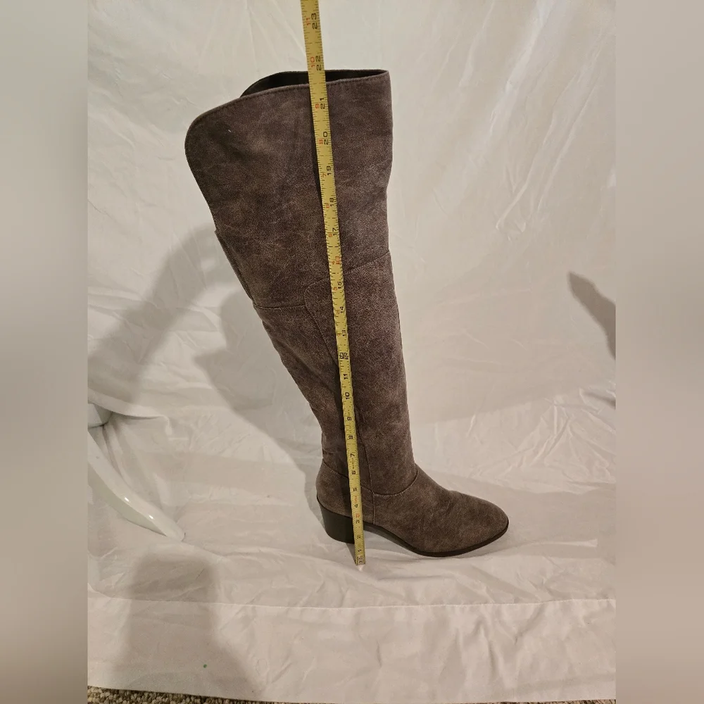 Qupid Over-the-Knee Suede Boots in Dark Brown